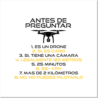 Drone Pregunta Negro Español Posters and Art